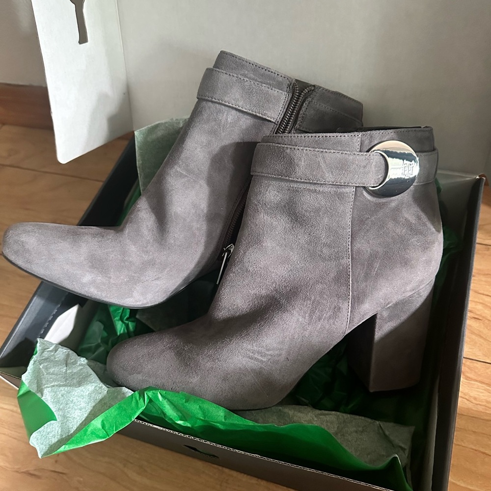 Gray suede boots